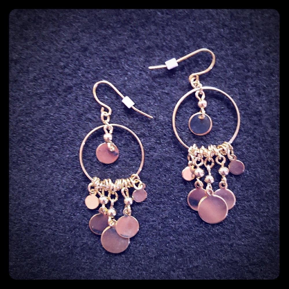 Goldtone Hoops with Dangle Vintage